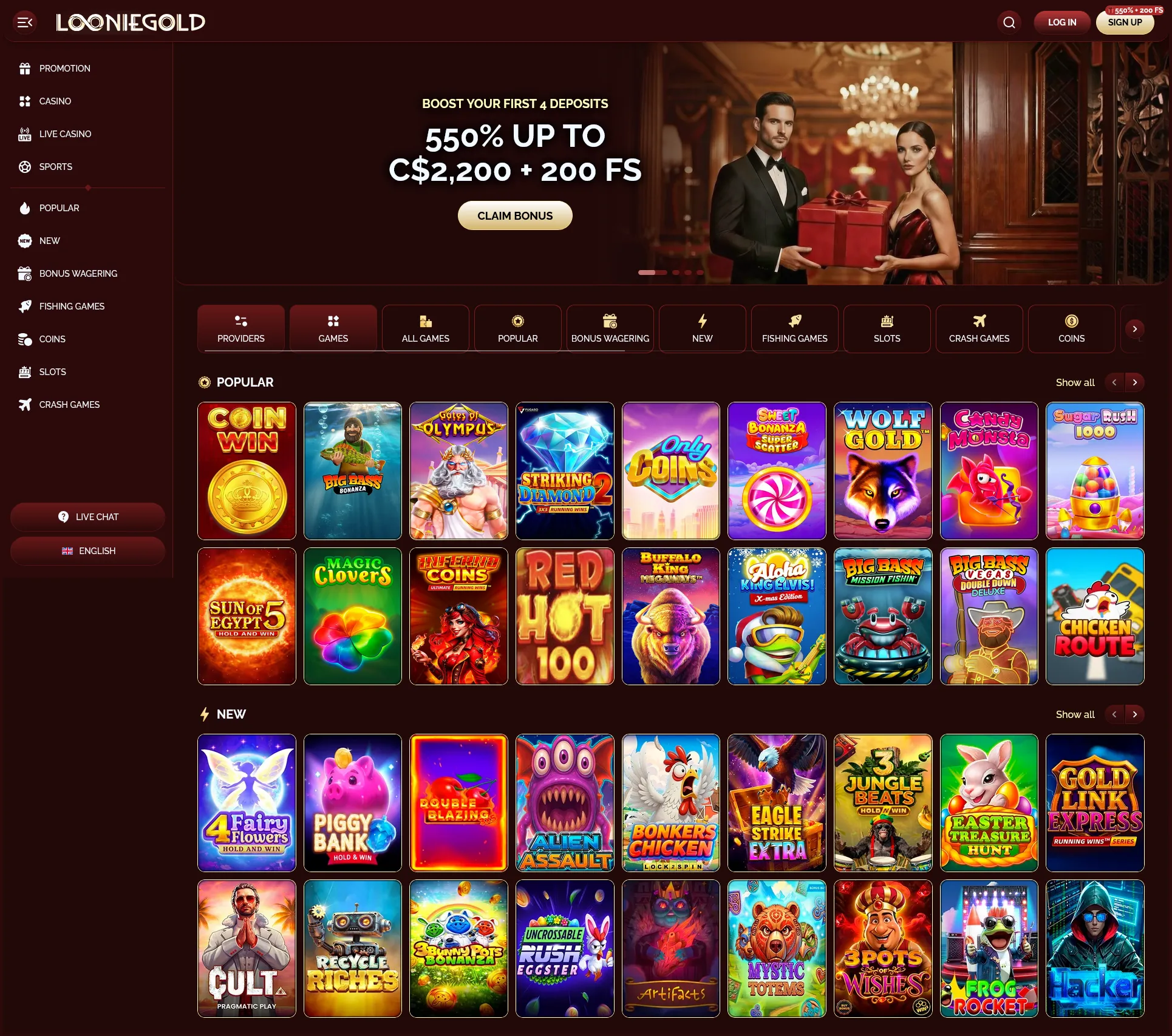 Complete collection of all slot machines at LoonieGold Casino